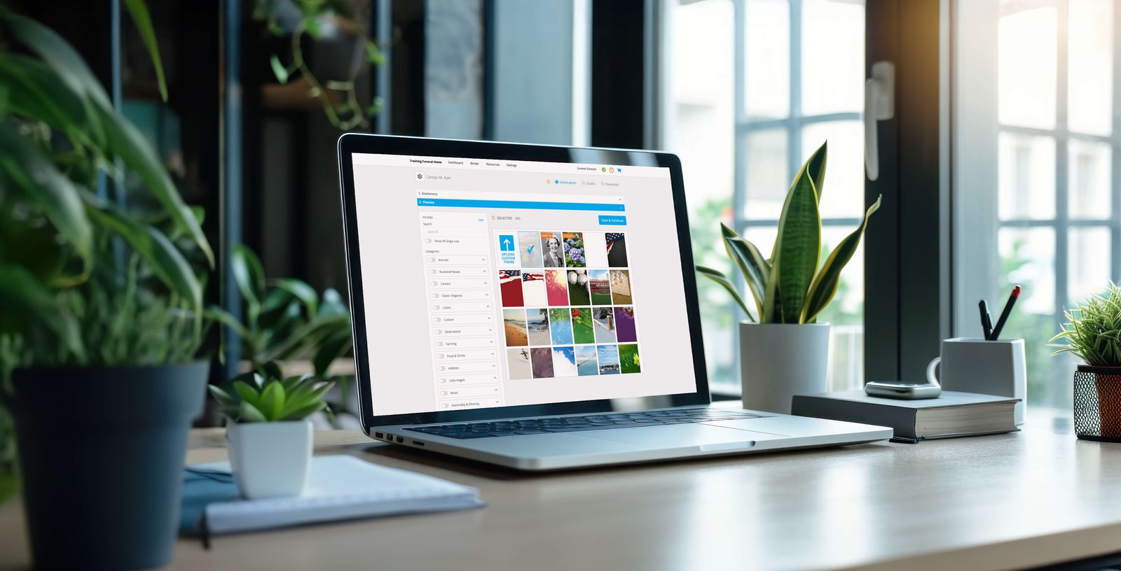 Sunset Software on a funeral director's desk
